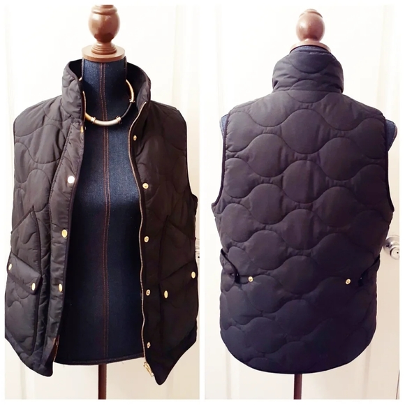 J. Crew Black Quilted Puffer Vest - Picture 6 of 9